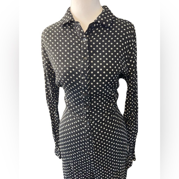 GB Gianni Bini Black White Floral Playsuit Pantsuit Large - Picture 4 of 5